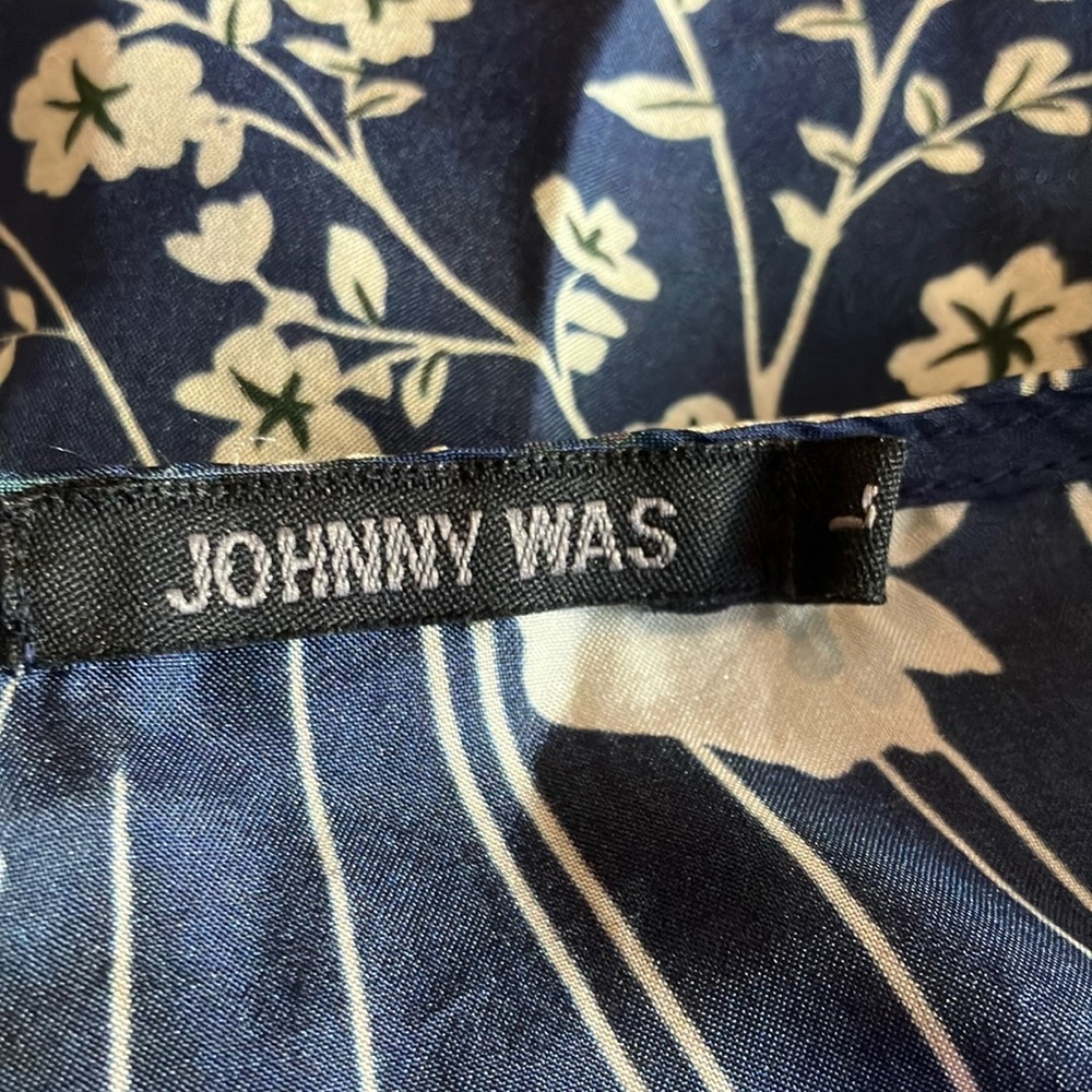 Johnny Was Navy Floral Blouse